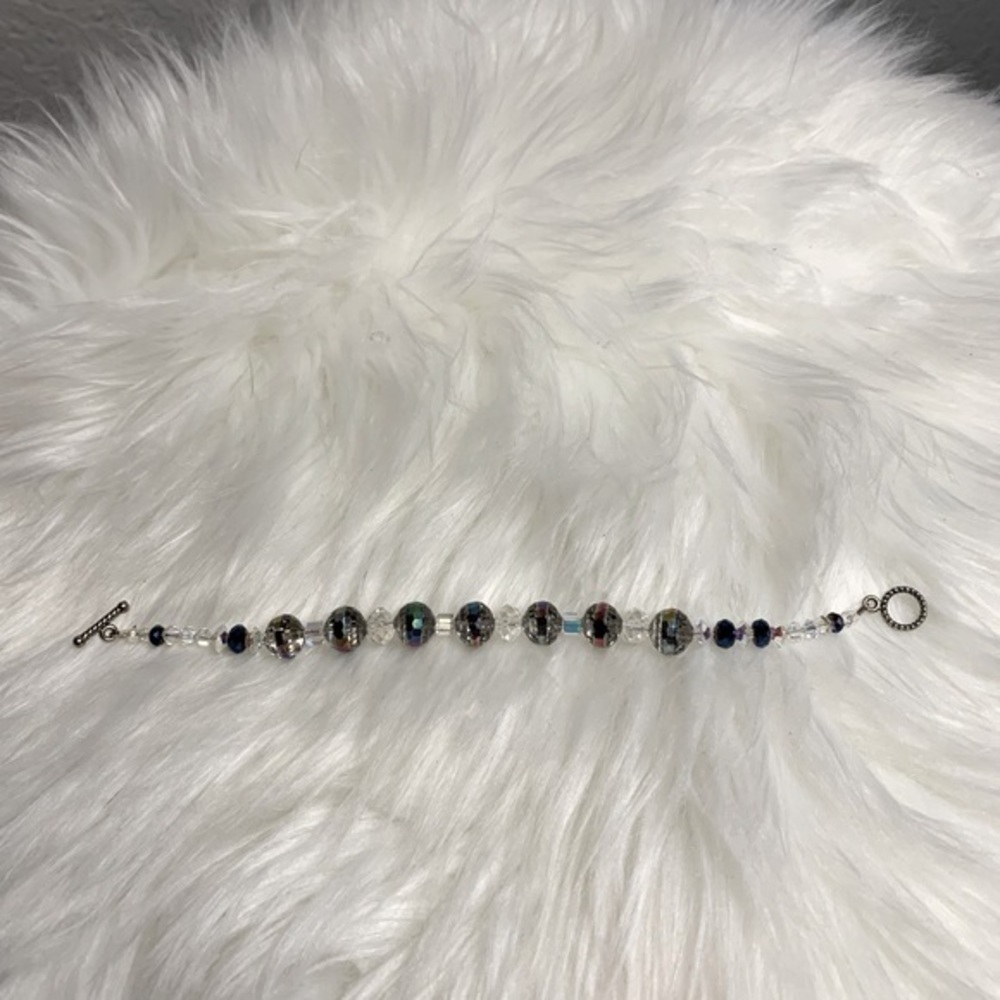 Handmade in New Mexico beaded crystal bracelet clear/multicolored